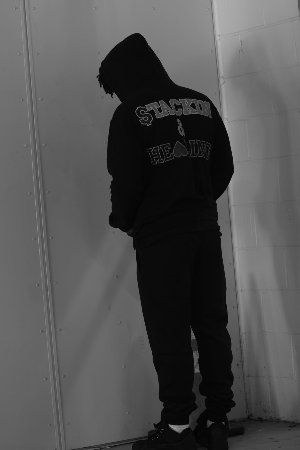 “$TACKIN & HEALING” Black Zip-Up Jacket